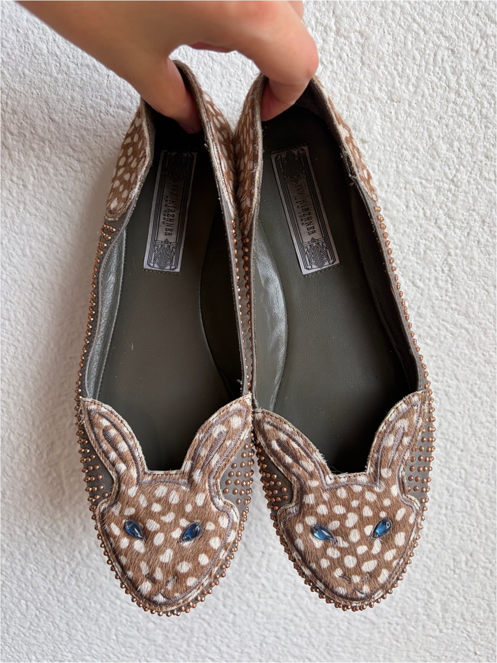 Ivy Kirzhner Bonkers Rabbit Face Studded Ballerina Flats 7.5
